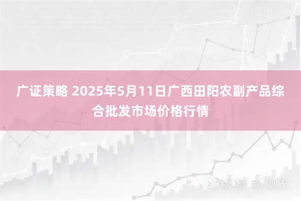 广证策略 2025年5月11日广西田阳农副产品综合批发市场价格行情